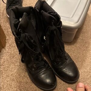 Women's Black Lace-Up Boots